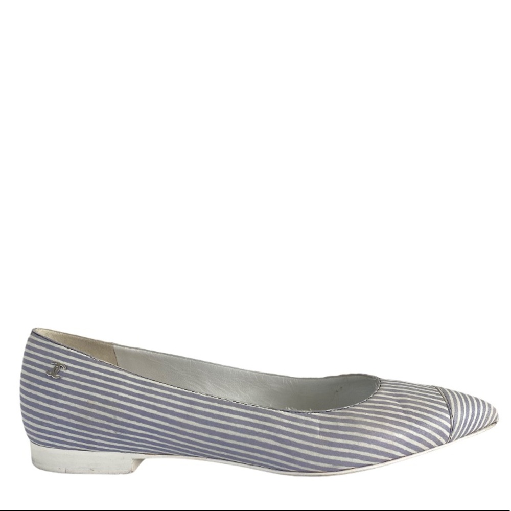 Chanel Cruise Pinstriped Pointed Toe Flats 37
